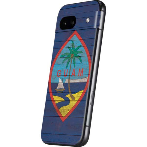 Guam Flag Dark Wood Google Pixel 8a Skin
